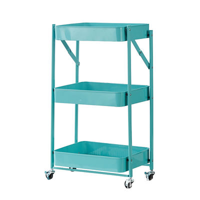 Mini het Karretjekar van Mesh Basket Mobile Rolling Storage van het 3 Rijenmetaal