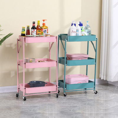 Mini het Karretjekar van Mesh Basket Mobile Rolling Storage van het 3 Rijenmetaal
