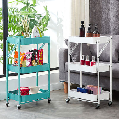 Mini het Karretjekar van Mesh Basket Mobile Rolling Storage van het 3 Rijenmetaal